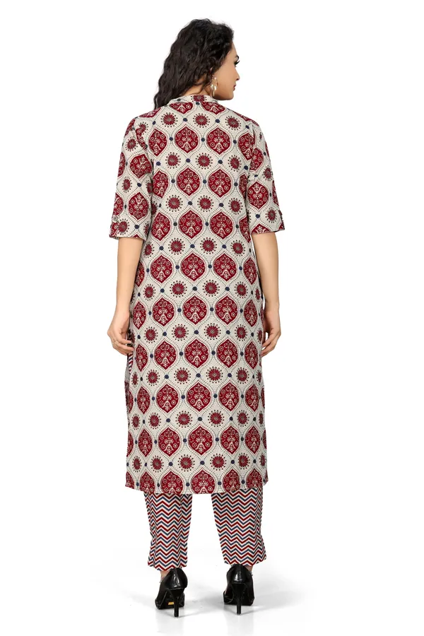 Indian_Women_Maroon_&_Off_White_Pure_Cotton_Printed__Kurta_with_Trousers_&_Dupatta